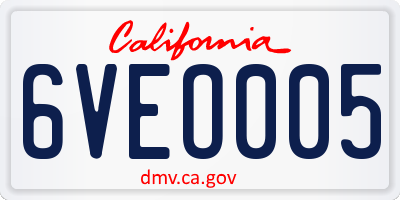 CA license plate 6VEO005