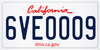 CA license plate 6VEO009