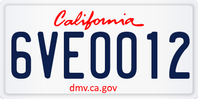 CA license plate 6VEO012