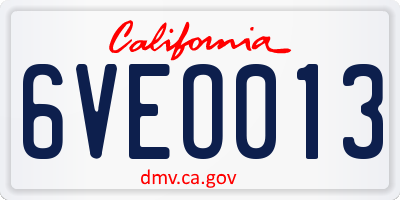 CA license plate 6VEO013