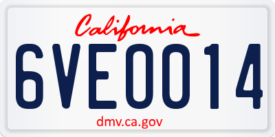 CA license plate 6VEO014