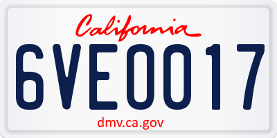 CA license plate 6VEO017