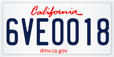 CA license plate 6VEO018