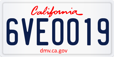 CA license plate 6VEO019