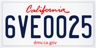CA license plate 6VEO025