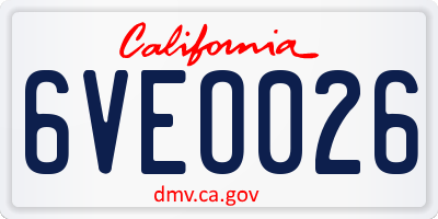 CA license plate 6VEO026