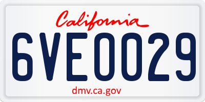 CA license plate 6VEO029