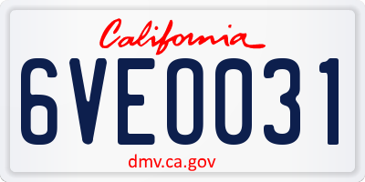 CA license plate 6VEO031