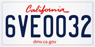 CA license plate 6VEO032