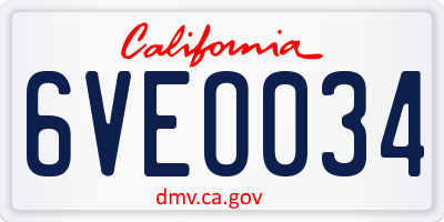 CA license plate 6VEO034
