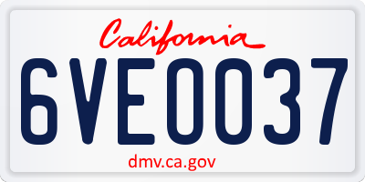 CA license plate 6VEO037