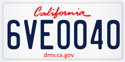 CA license plate 6VEO040