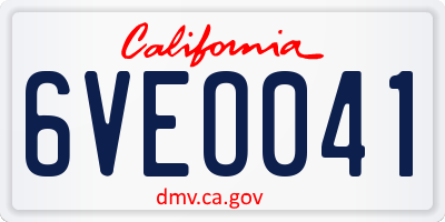 CA license plate 6VEO041