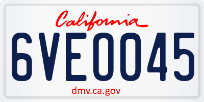 CA license plate 6VEO045