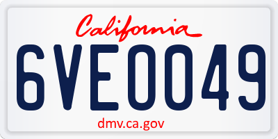 CA license plate 6VEO049