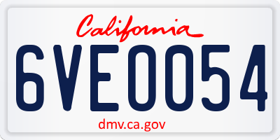 CA license plate 6VEO054