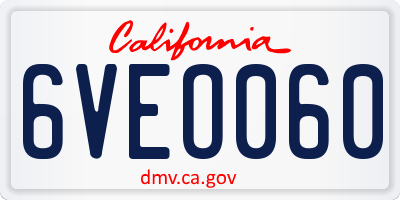 CA license plate 6VEO060