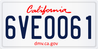 CA license plate 6VEO061