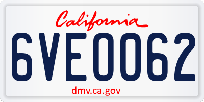 CA license plate 6VEO062