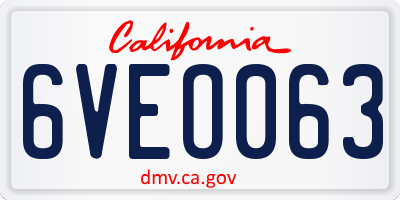 CA license plate 6VEO063