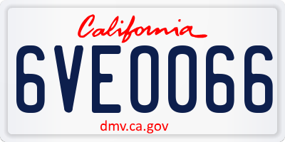 CA license plate 6VEO066