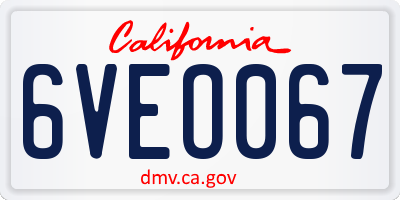 CA license plate 6VEO067