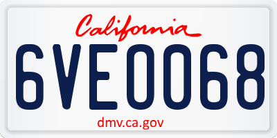 CA license plate 6VEO068