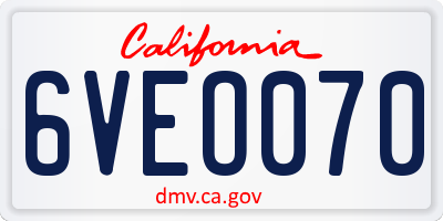 CA license plate 6VEO070