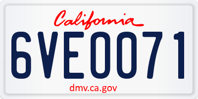 CA license plate 6VEO071