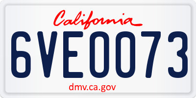 CA license plate 6VEO073
