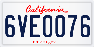 CA license plate 6VEO076