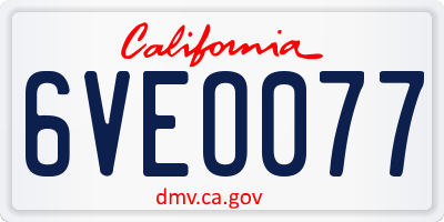 CA license plate 6VEO077
