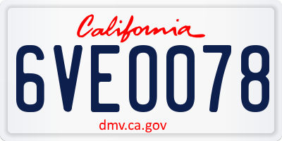 CA license plate 6VEO078