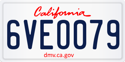 CA license plate 6VEO079