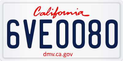 CA license plate 6VEO080