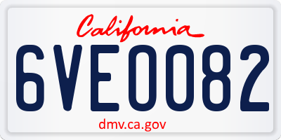 CA license plate 6VEO082