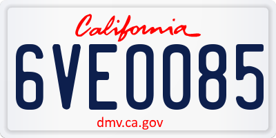 CA license plate 6VEO085