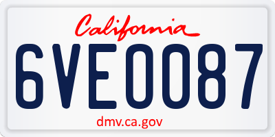 CA license plate 6VEO087