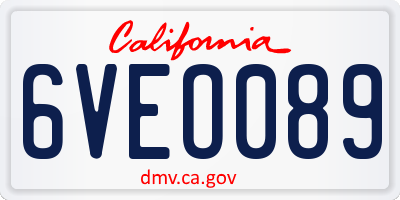 CA license plate 6VEO089