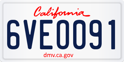 CA license plate 6VEO091