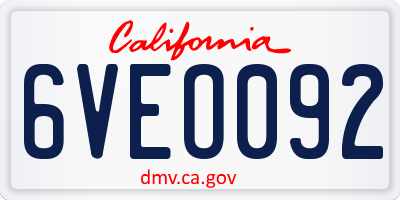 CA license plate 6VEO092