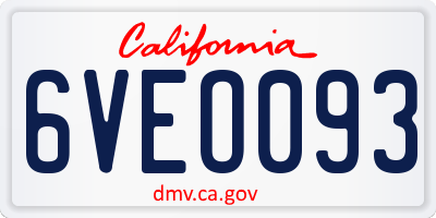 CA license plate 6VEO093