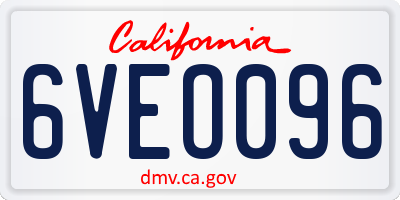 CA license plate 6VEO096