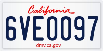 CA license plate 6VEO097