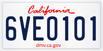 CA license plate 6VEO101