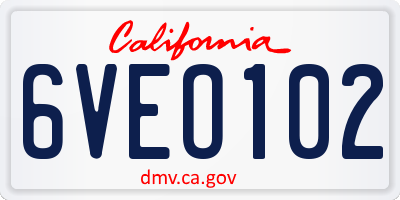 CA license plate 6VEO102