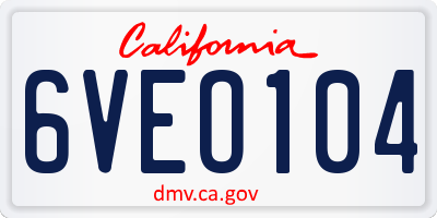 CA license plate 6VEO104