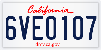 CA license plate 6VEO107