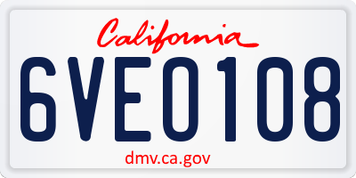 CA license plate 6VEO108