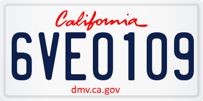 CA license plate 6VEO109